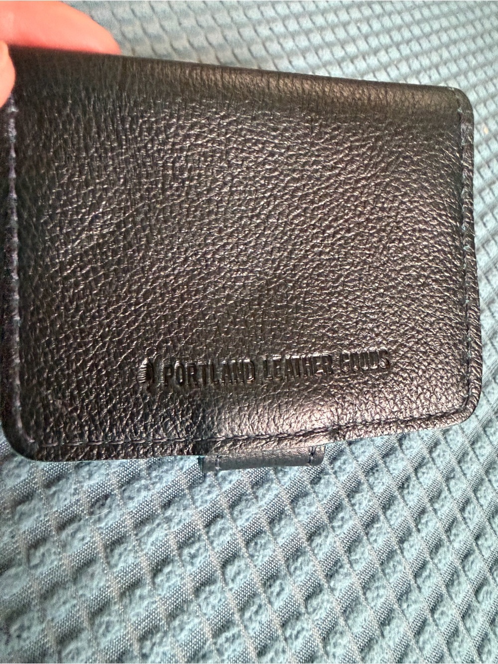 Portland Leather Black Pebbled Leather Wallet with Gold Snap - Picture 3 of 8